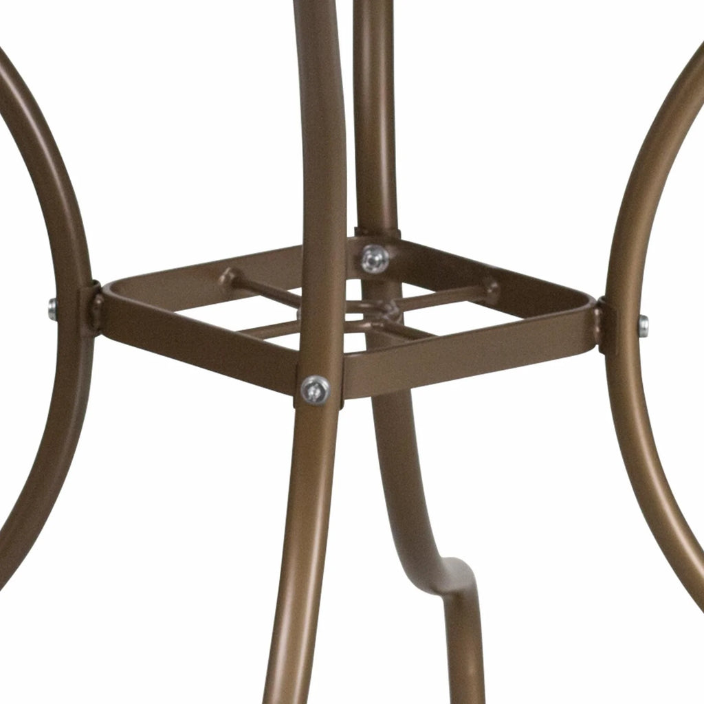 Square Black Steel Patio Table with Umbrella Hole L333493