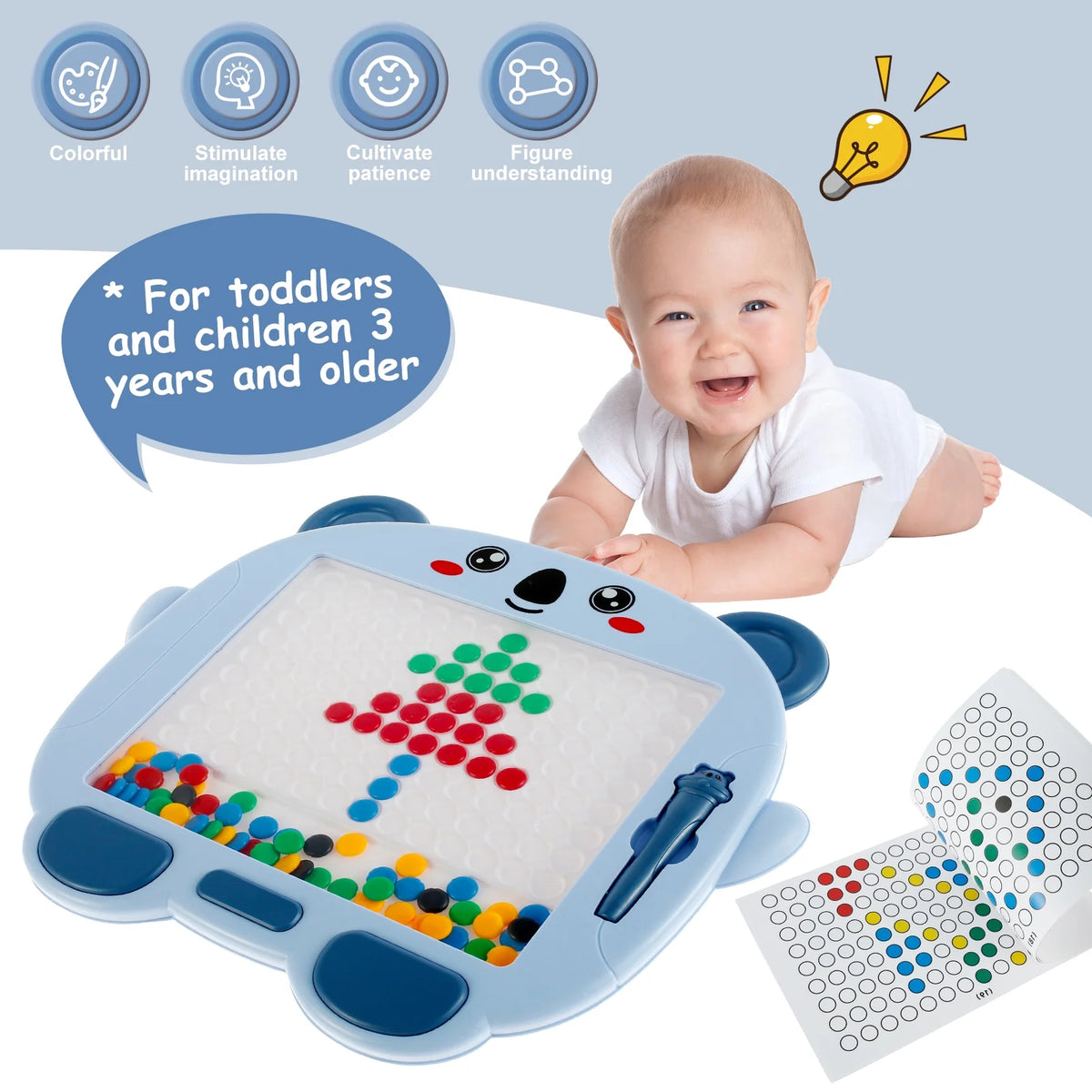 Colorful Magnetic Drawing Board with Magnetic Pen and Cards J163