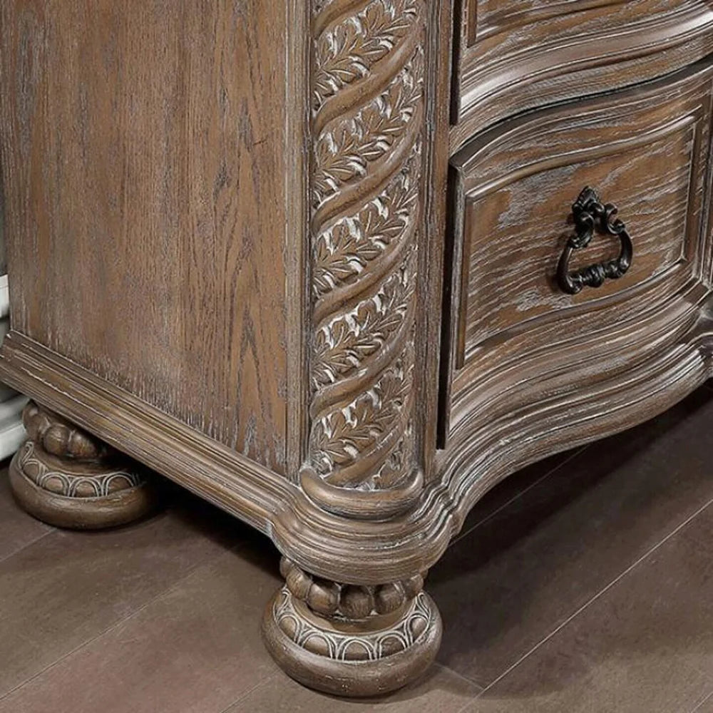Rustic 3 Drawer Solid Wood Nightstand E398