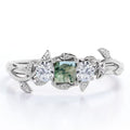 18K White Gold Plating over Silver Three Stone Engagement Ring C40300