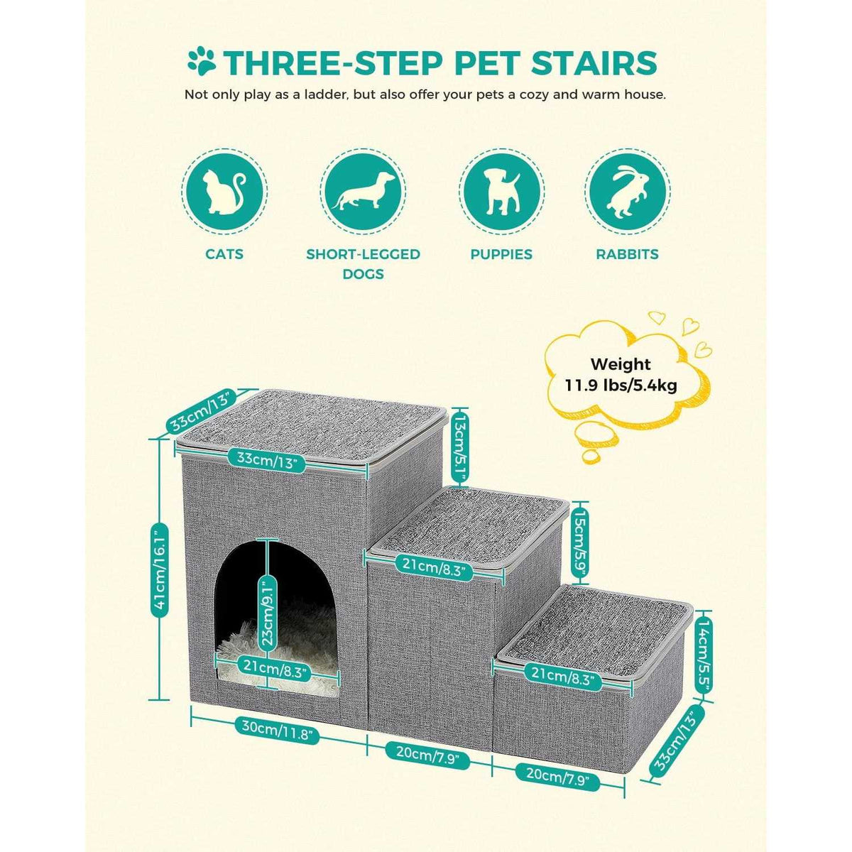 3 Step 16 inch Pet Stairs J6031