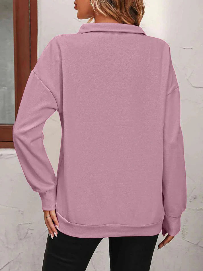 Womens Zip-Up Dropped Shoulder Sweatshirt K437203