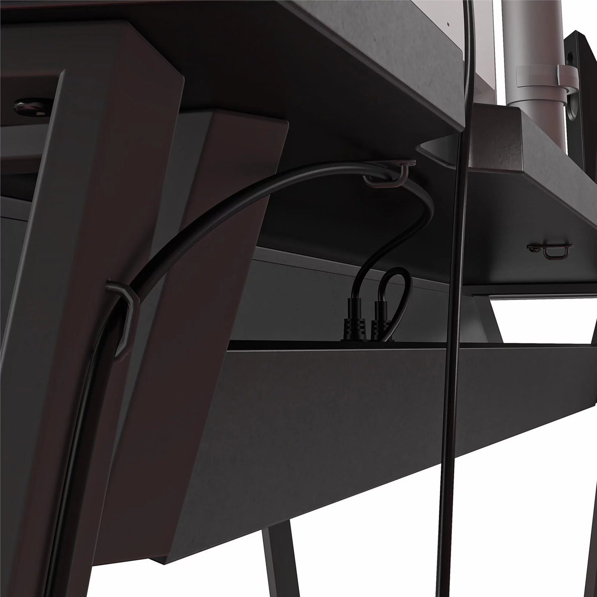 Black Gaming L Desk with CPU Stand Q1654