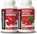 Cayenne and Berberine Bundle with Ceylon Cinnamon and Bitter Gourd Extract, 240 Vegan Pills H158