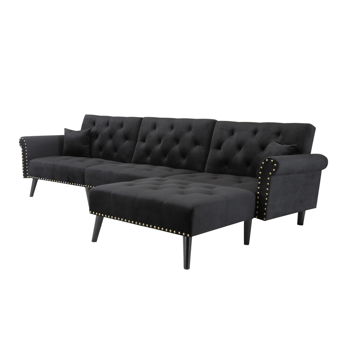 Velvet Convertible Sleeper Sectional Sofa Y311132