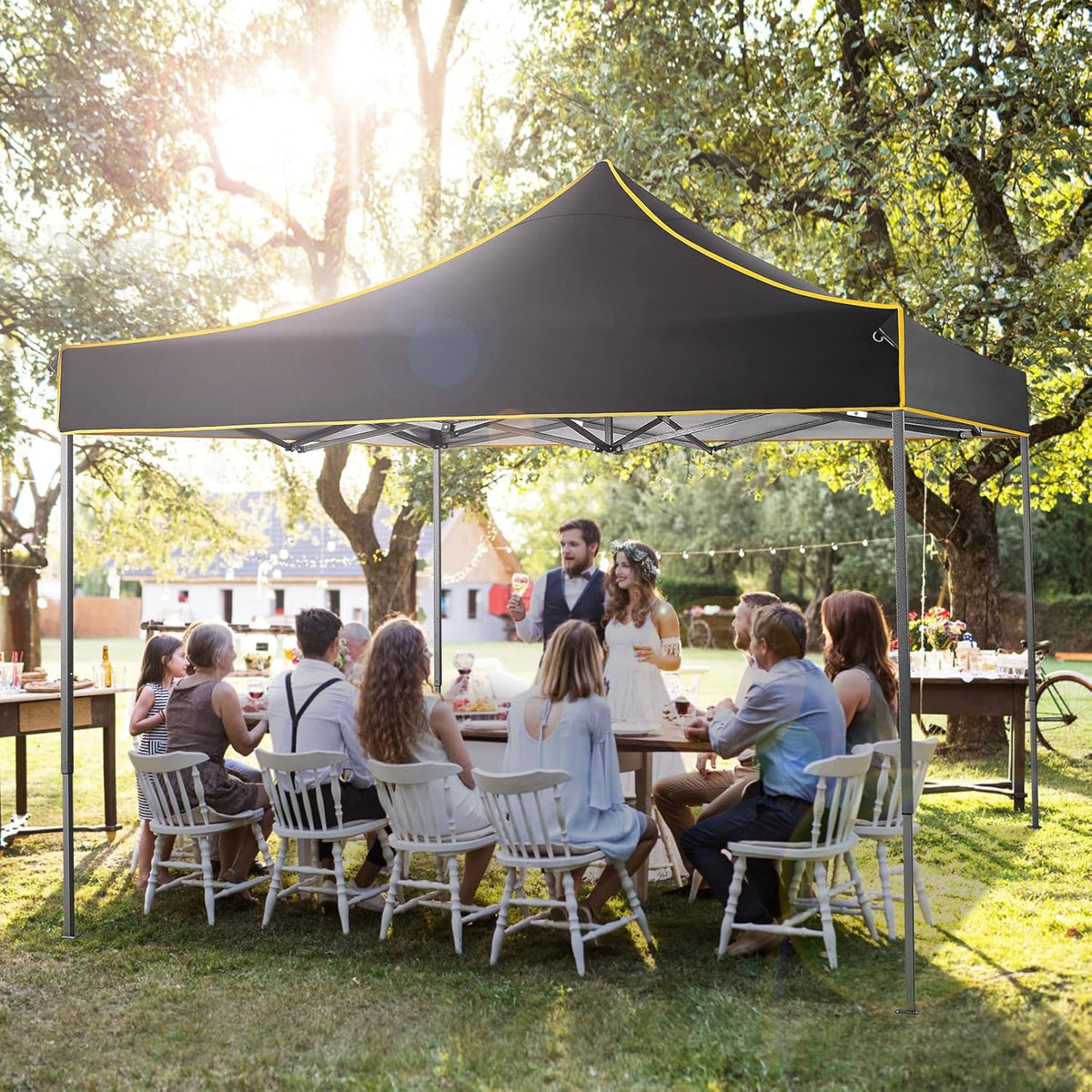 Pop Up Canopy Tent 10x10 Waterproof Portable Folding with Carry Bag (Black) V3572