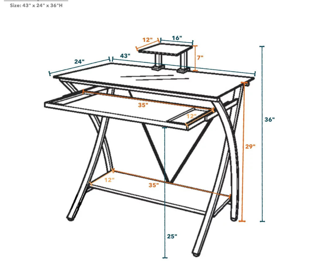 Black Glass Computer Desk M118