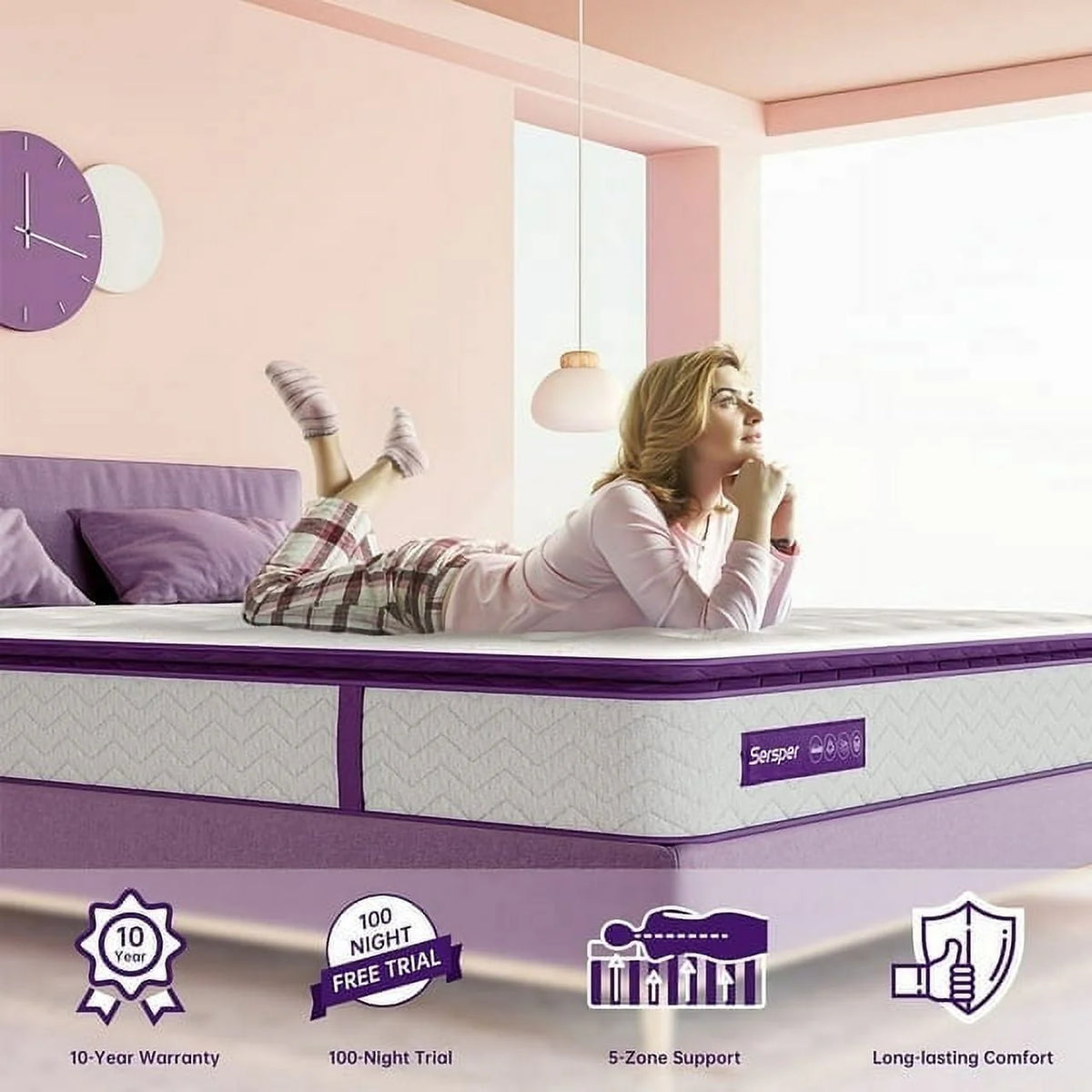 Full Size 10 inch Pocket Pillow Top Memory Foam Mattress K69093