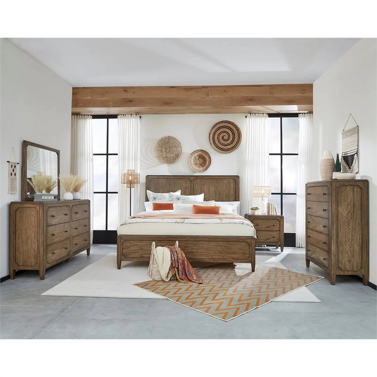 Toffee Brown Wood Dresser and Mirror V2261