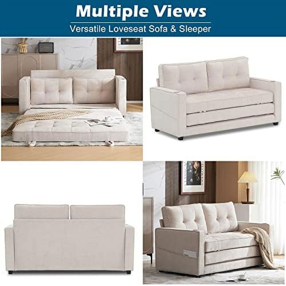 Full Size Futon Sofa Bed Chenille Loveseat Sofa Sleeper Pull Out Couch D7554