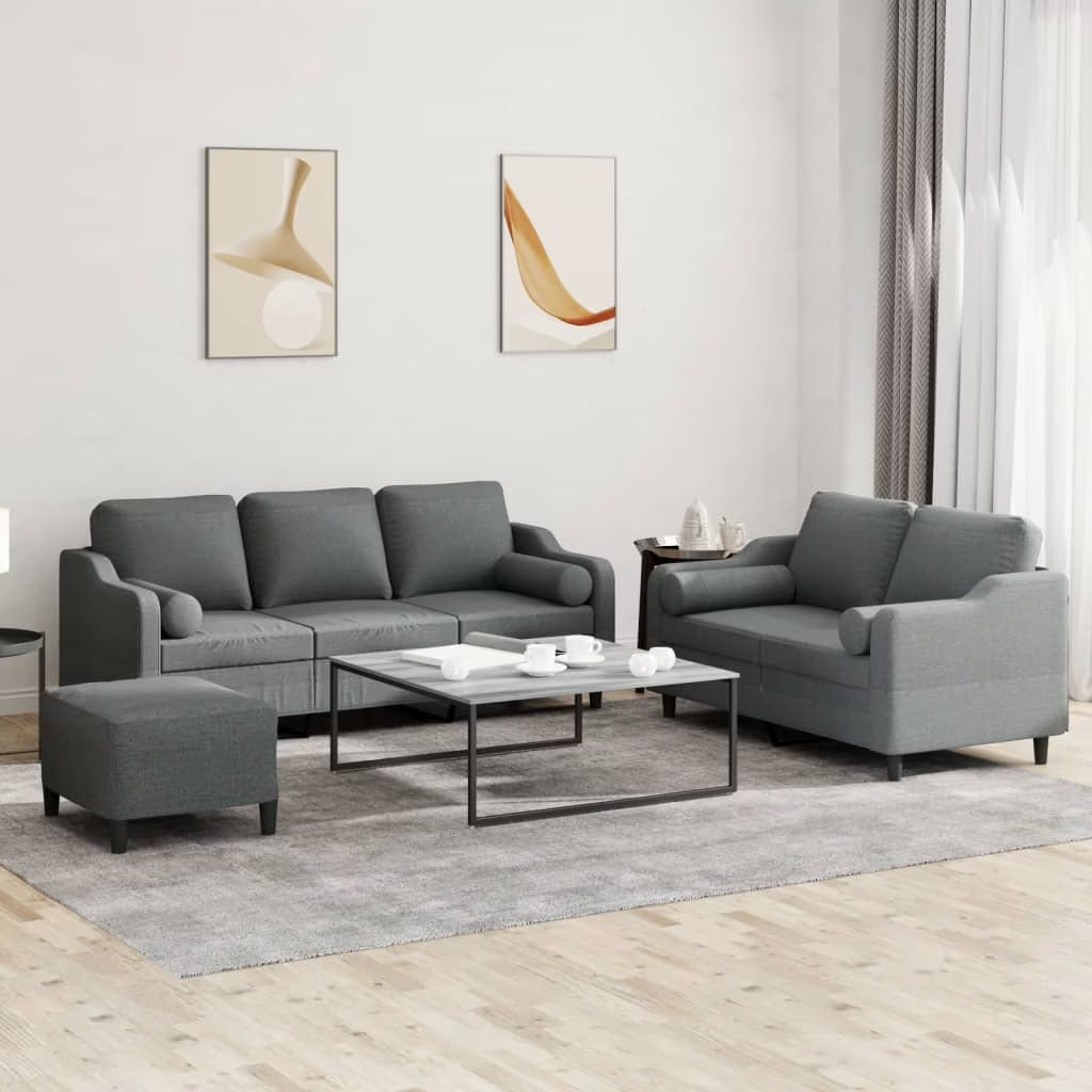 3 Piece Dark Gray Fabric Sofa Set M301