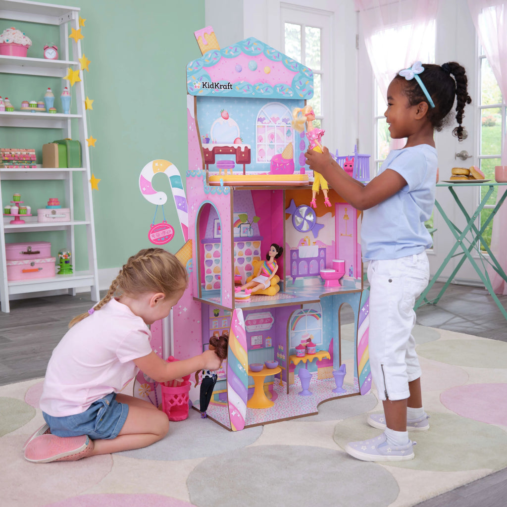 Wooden Dollhouse with Elevator 28 Accessories W641
