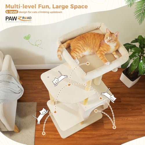 73 Inches Tall Wooden Cat Tree with Hammocks and Scratching Posts I48297