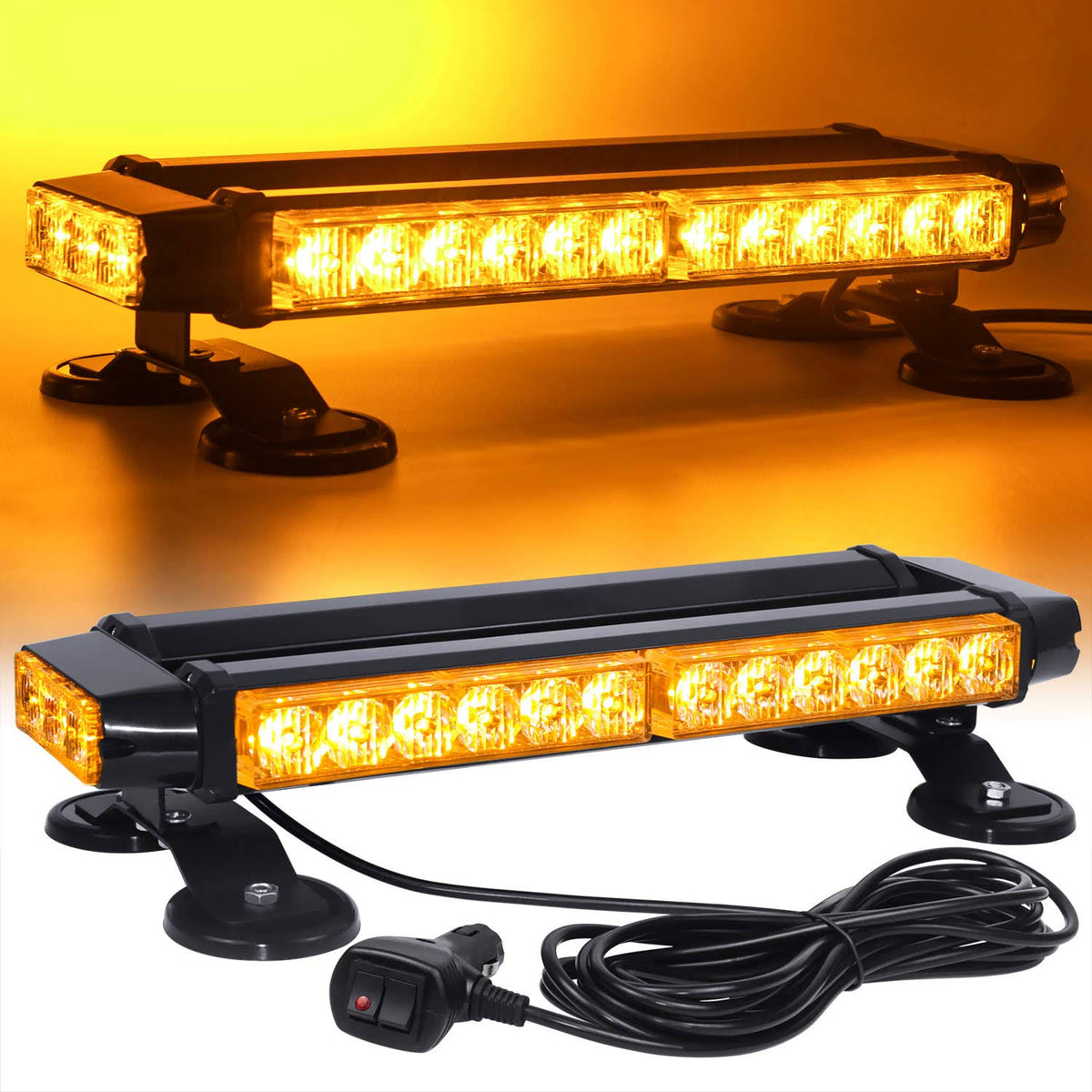 Amber 30 LED Magnetic Strobe Light Bar B956