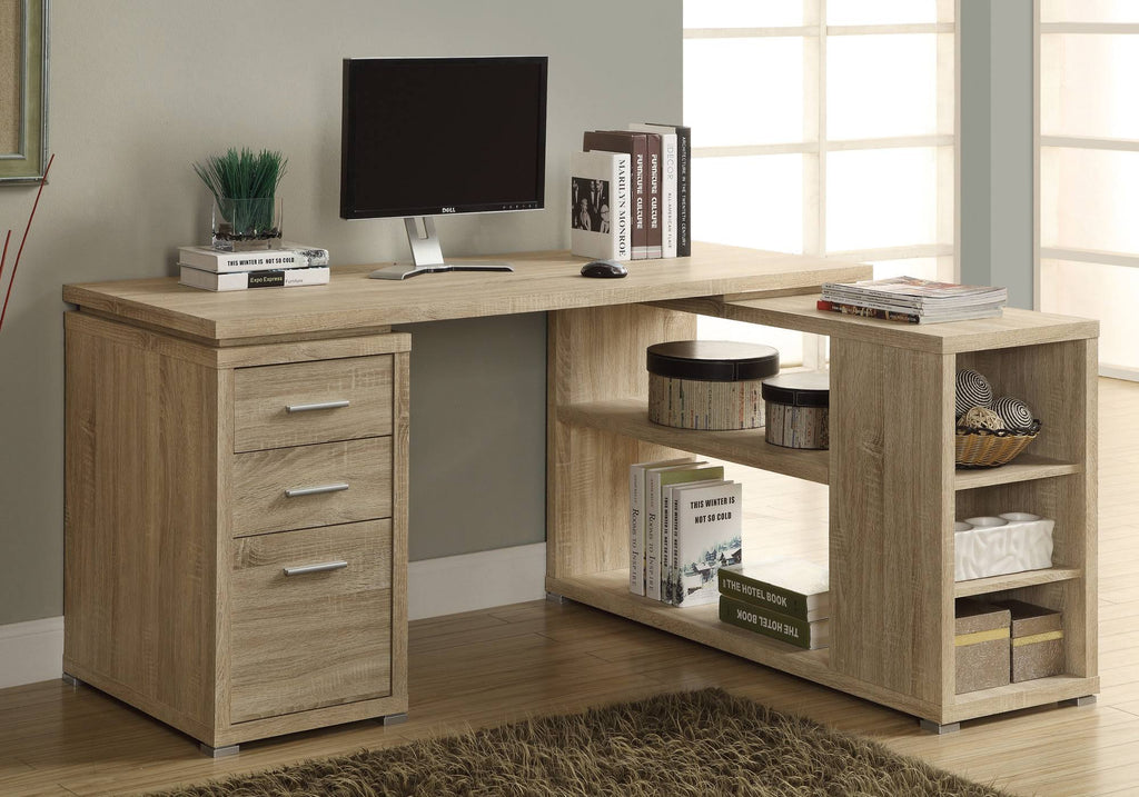 Natural Brown L-Shaped Computer Desk C458