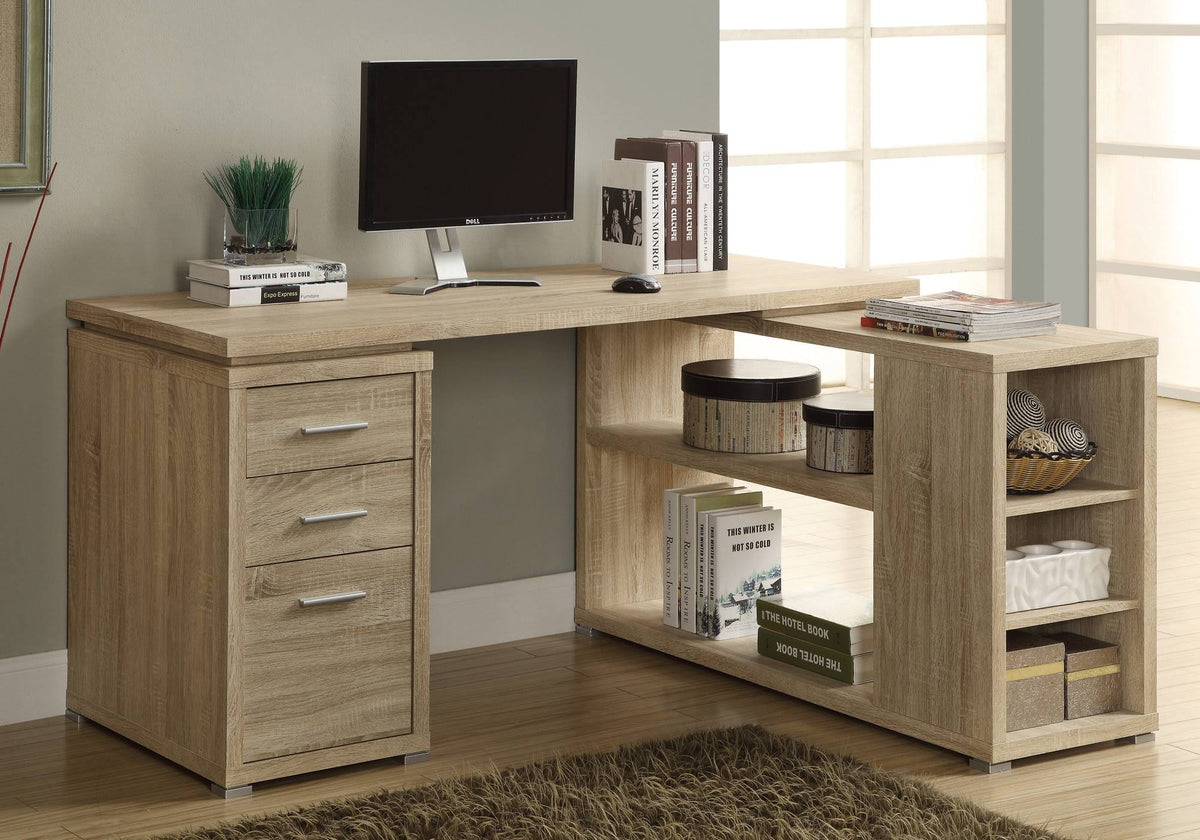 Natural Brown L-Shaped Computer Desk C458