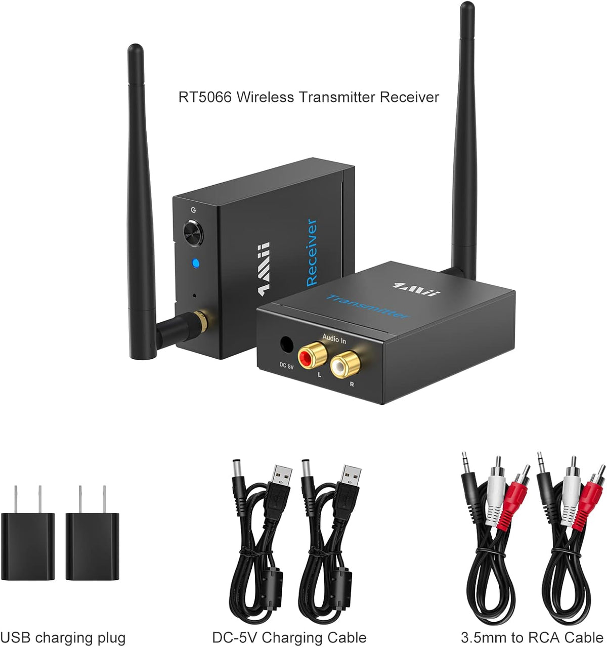2.4GHz Wireless Audio Transmitter Receiver RCA 320ft Pack of 2 L69874