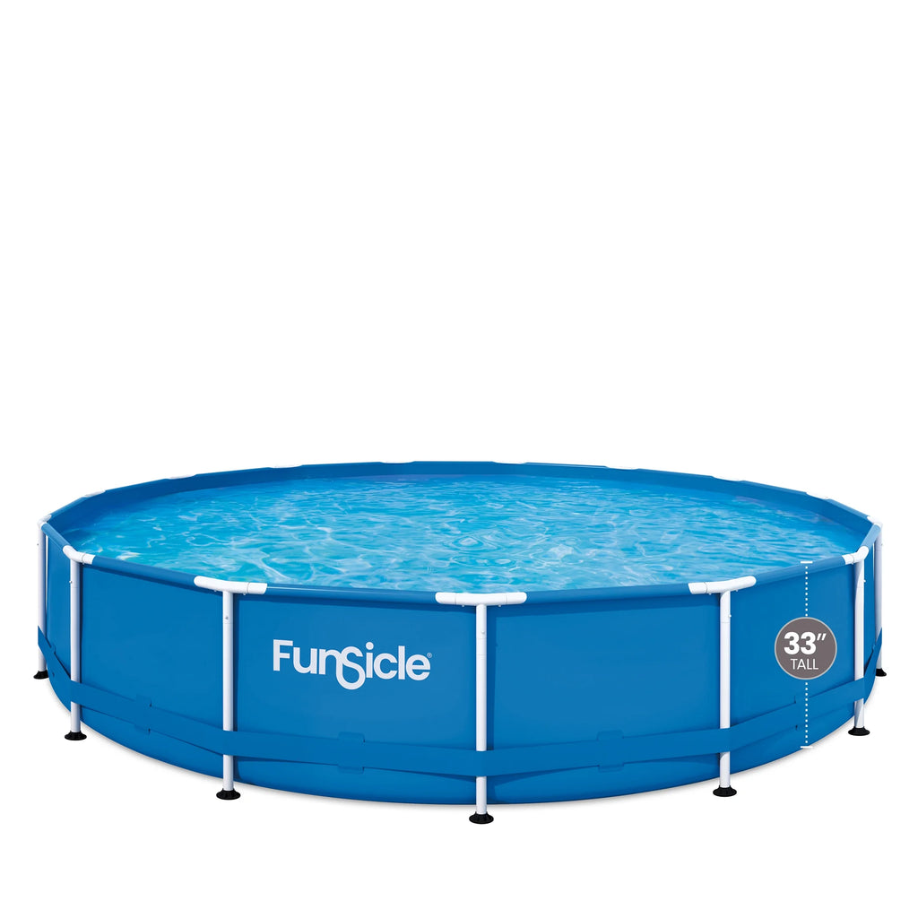 15 ft Round Above Ground Frame Swimming Pool with Filter Pump E736523