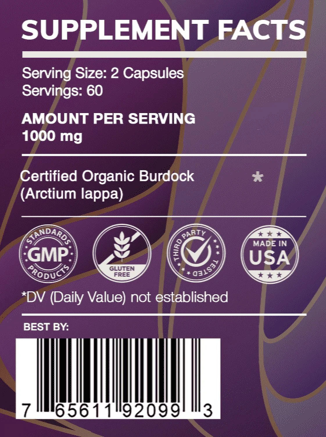 Organic Burdock 120 Capsules 500 mg W25892