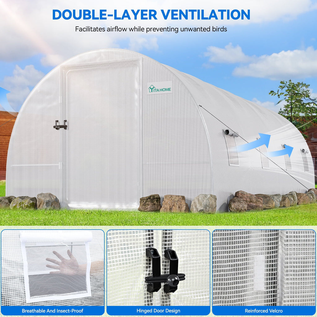 20x10x7ft Heavy Duty Walk-in Greenhouse Y934395