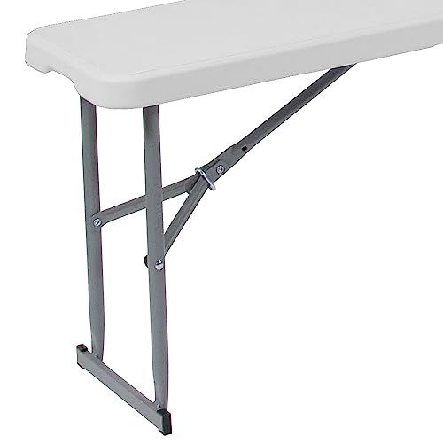 Bi-Fold Granite White Plastic Bench with Carrying Handle F36240