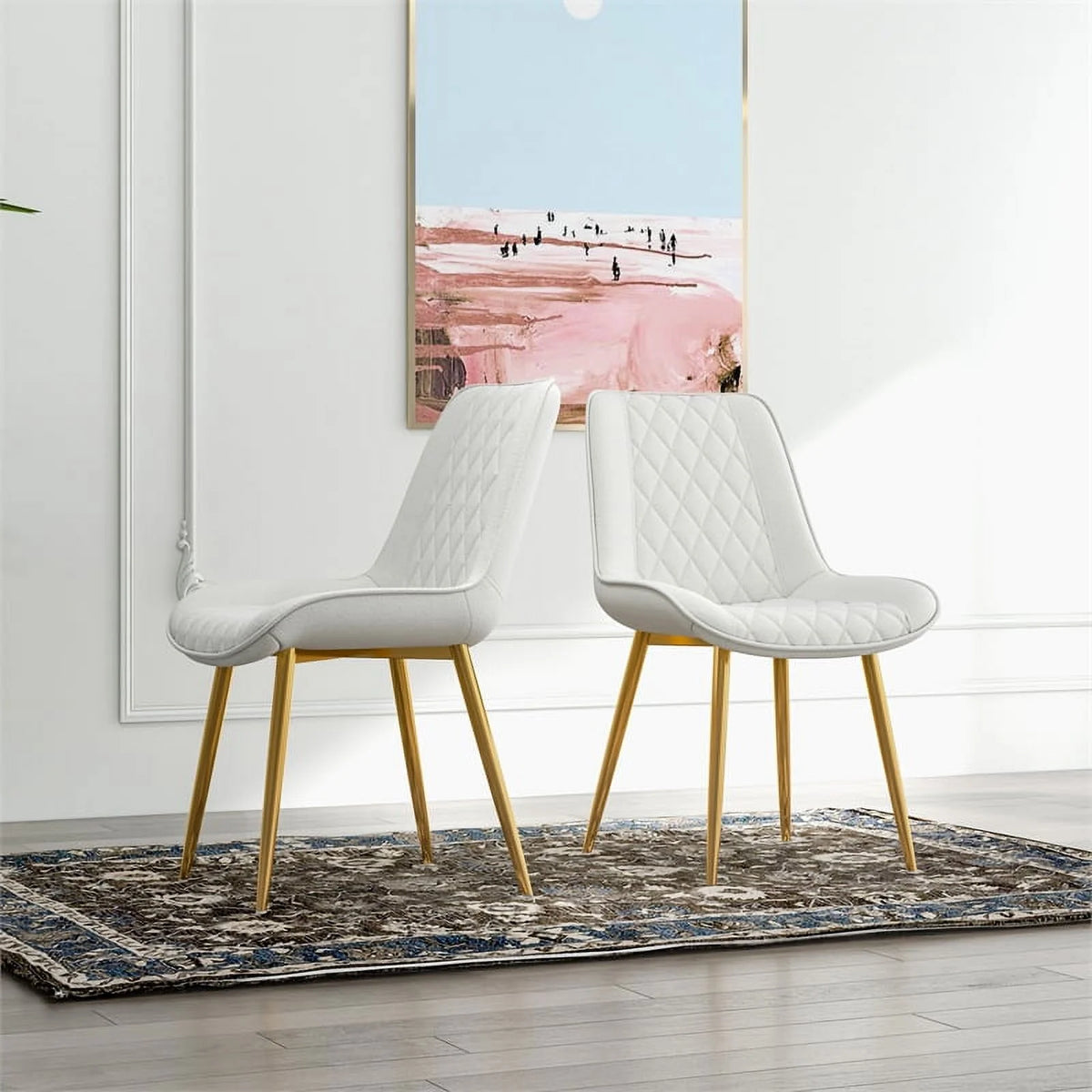 Cream Boucle Fabric Dining Chair Set of 2 Z725985