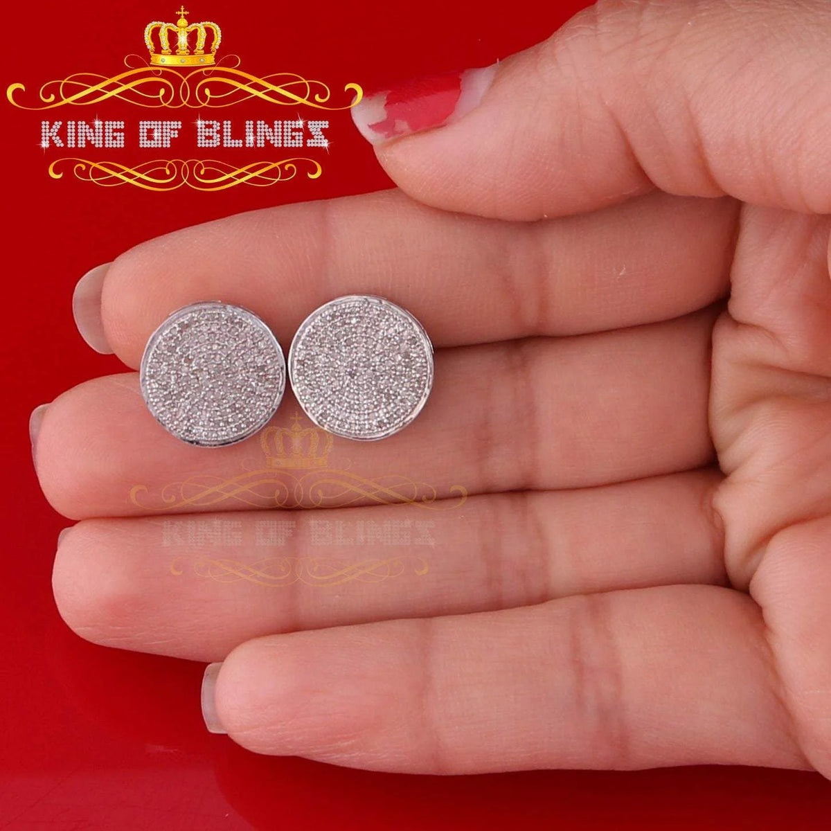 925 Sterling Silver White Hip Hop Stud Earrings N557319