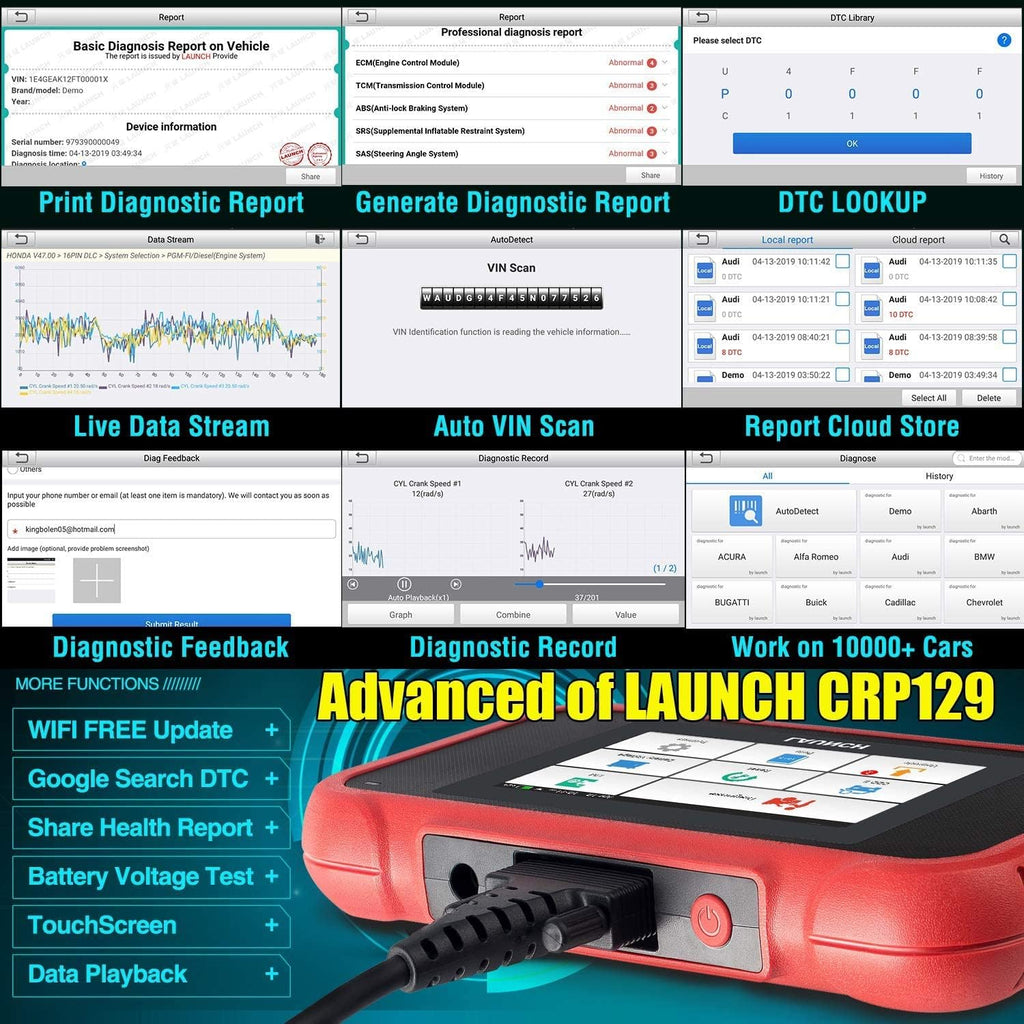 OBD2 Scanner CRP129E Code Reader with Oil EPB TPMS SAS Throttle Reset Diagnostic Tool AutoVIN Z38746