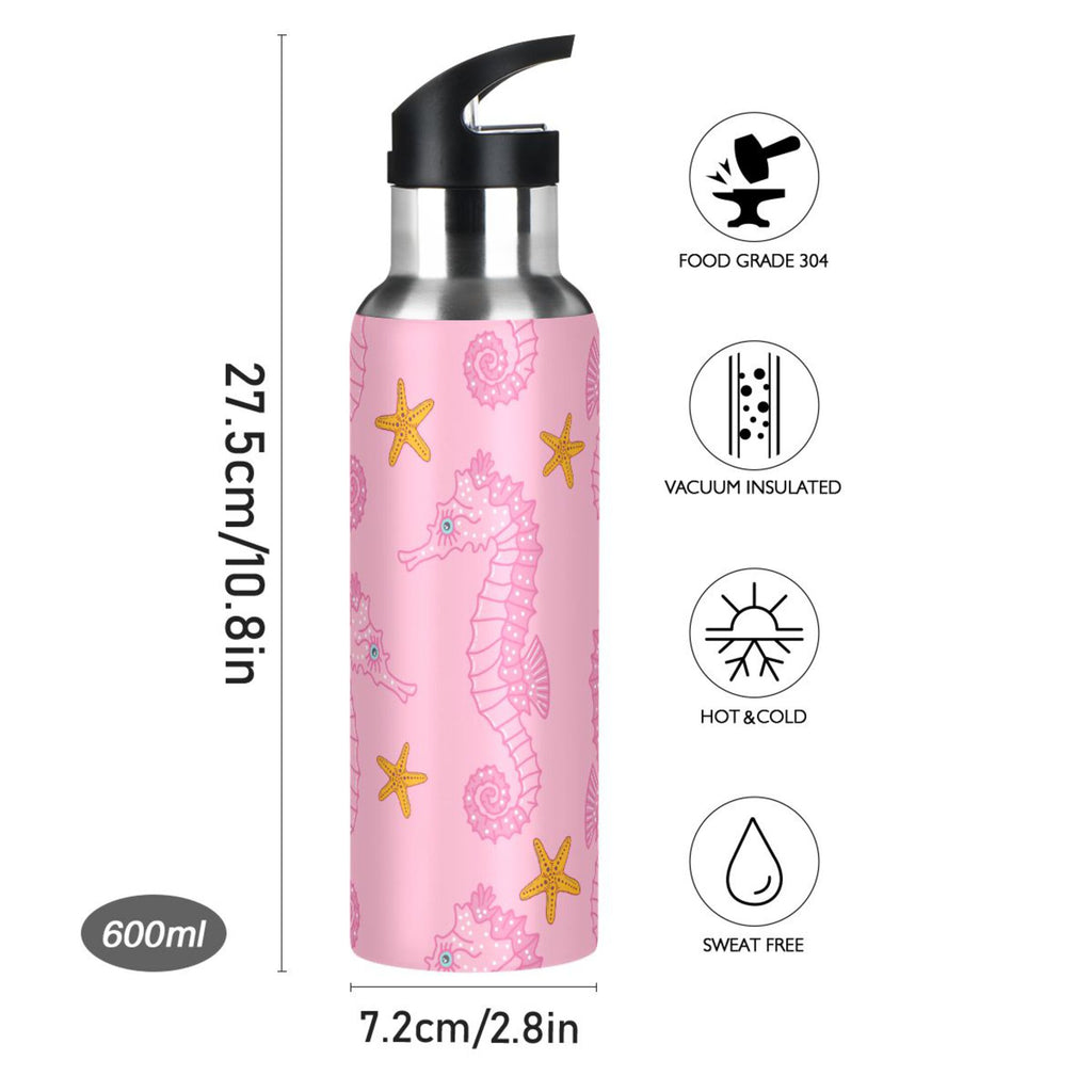 Pink Seahorse Starfish Stainless Steel Insulated Water Bottle C995875