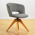 Blue Upholstered Swivel Accent Chair with Solid Wood Legs R196193