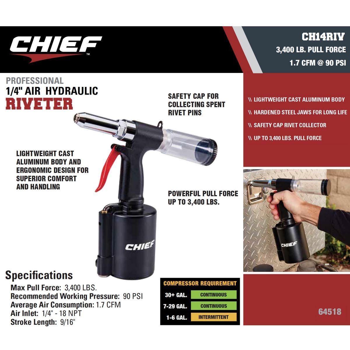 1/4 in. Air/Hydraulic Riveter D285