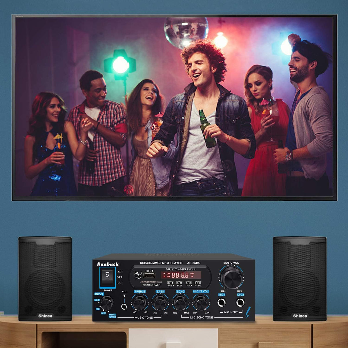 200W Wireless Bluetooth Stereo Amplifier Receiver with USB FM Radio Remote Control X73112
