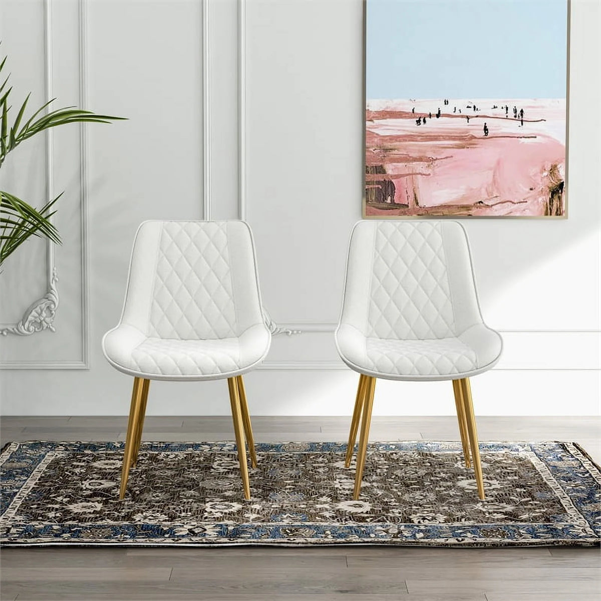 Cream Boucle Fabric Dining Chair Set of 2 Z725985