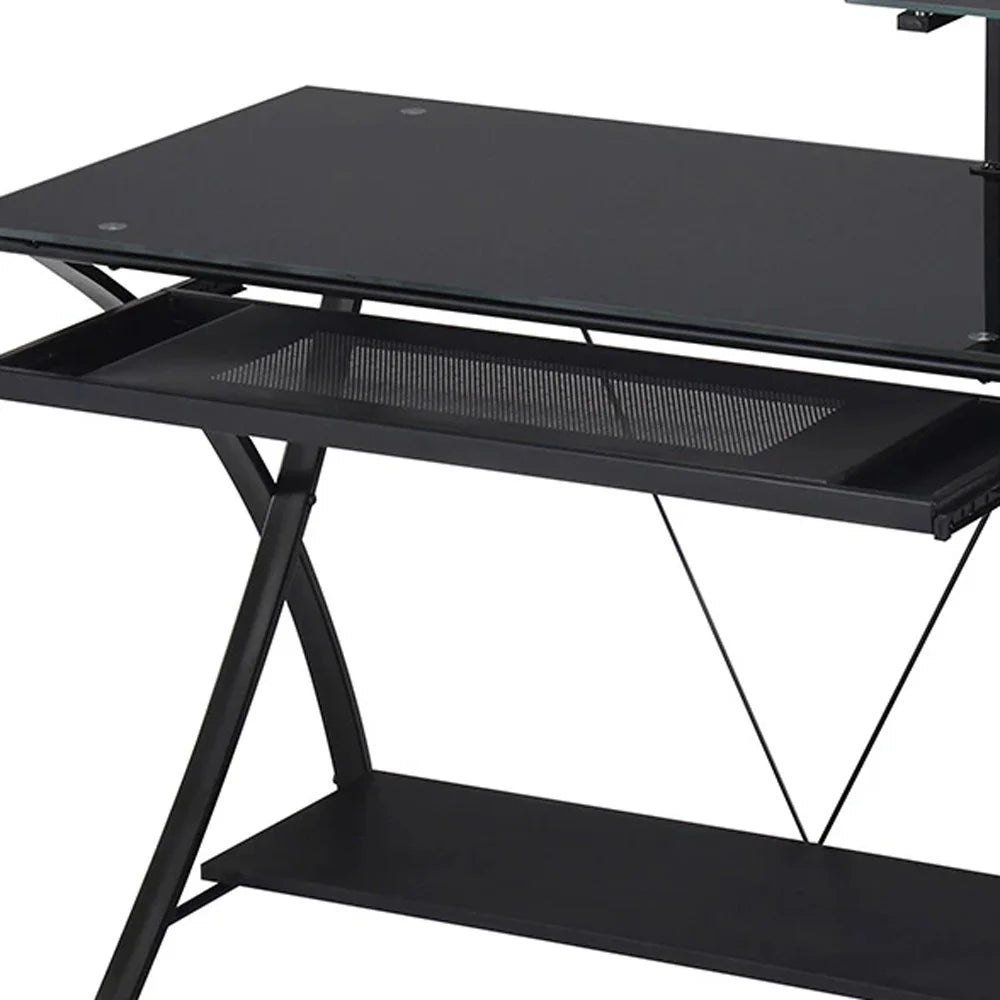 Black Glass Computer Desk M118
