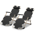 Set of 2 Black Folding Lounge Chair with Adjustable Headrest D3455