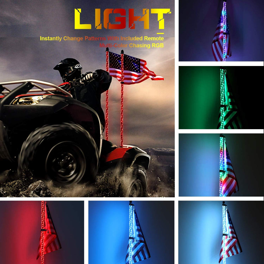2 Pack LED Whips Light with Remote and App Control A64111