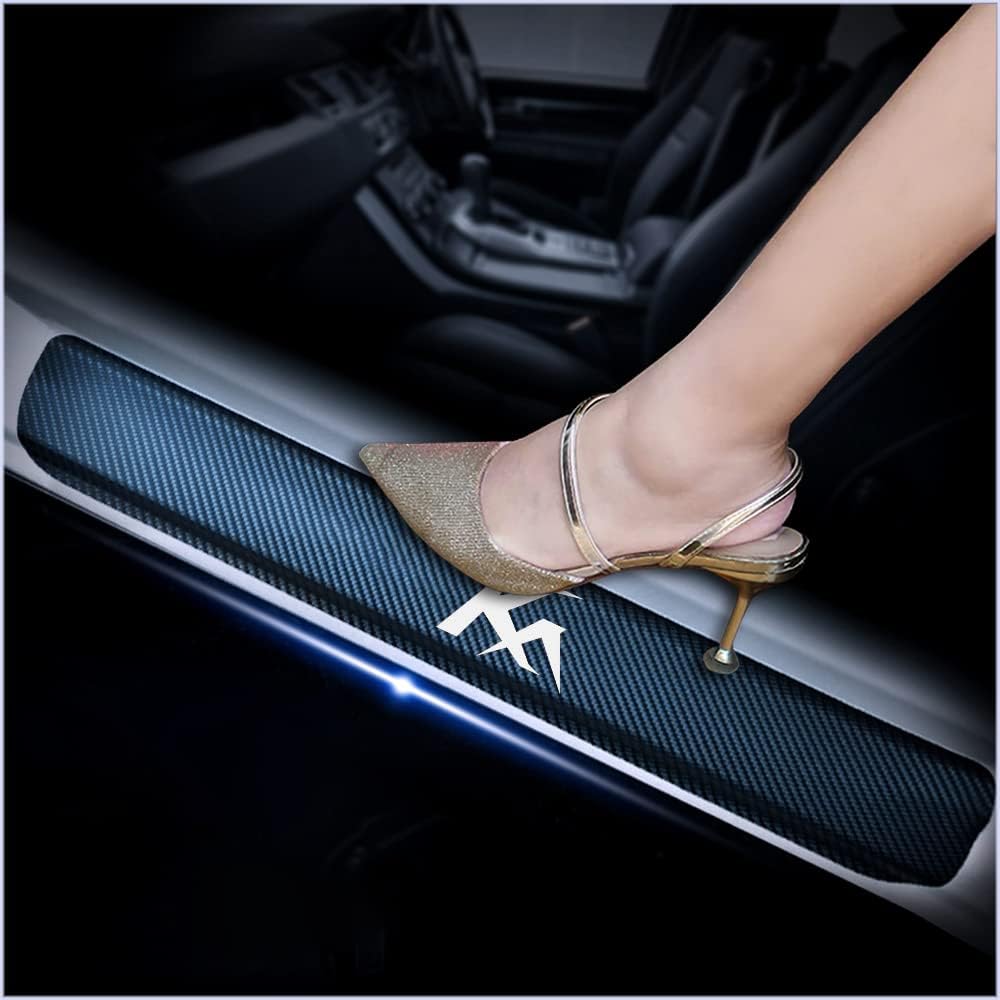 4Pcs Car Door Sill Scuff Plate Cover Carbon Fiber Sticker red F970