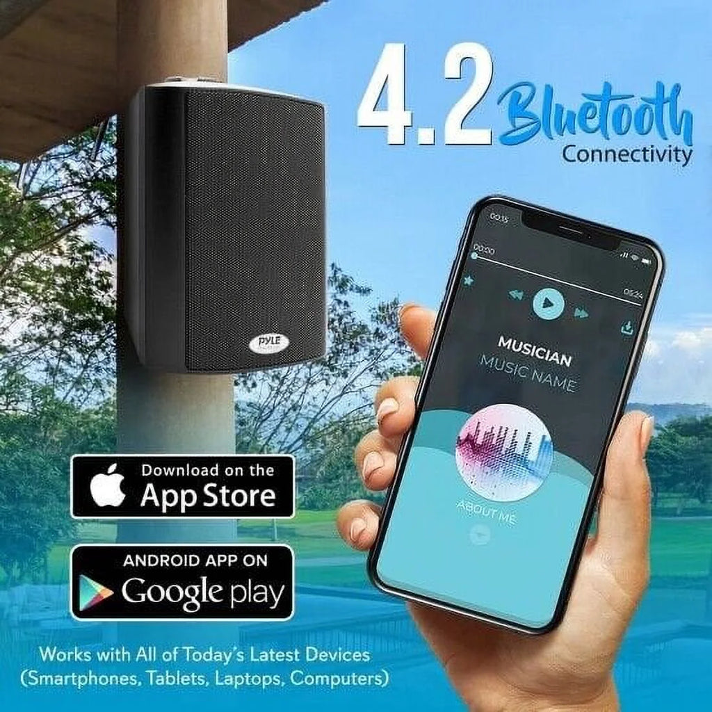 Black 5.25 inch Bluetooth Indoor Outdoor Speakers (2 Pack) T9924