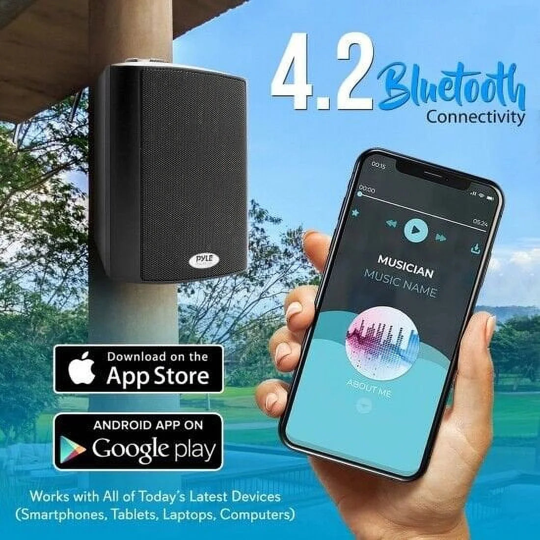 Black 5.25 inch Bluetooth Indoor Outdoor Speakers (2 Pack) T9924