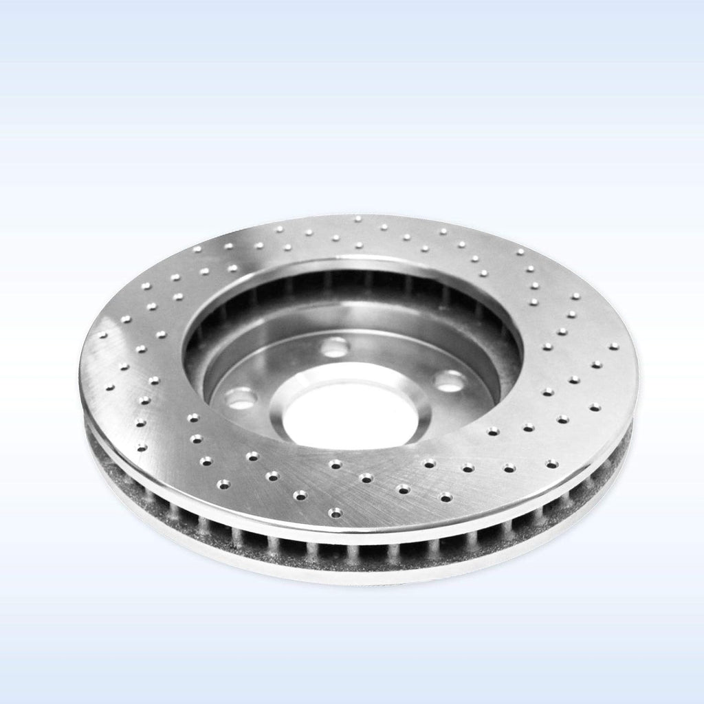 Rear Silver Zinc Cross Drilled Brake Rotors Kit + Semi-Metallic Brake Pads C327