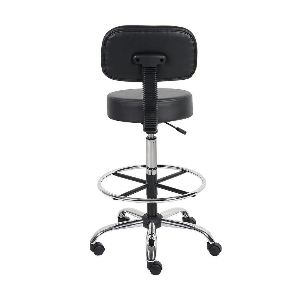 Black Caressoft Drafting Stool with Back Cushion & Foot Ring E322100