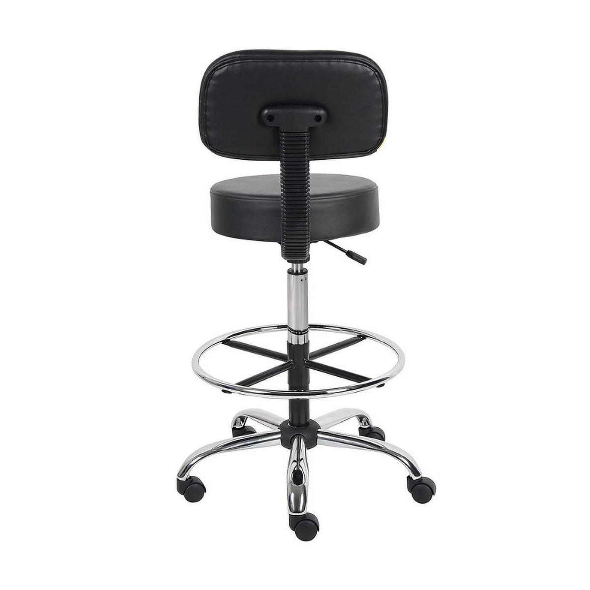 Black Caressoft Drafting Stool with Back Cushion & Foot Ring E322100