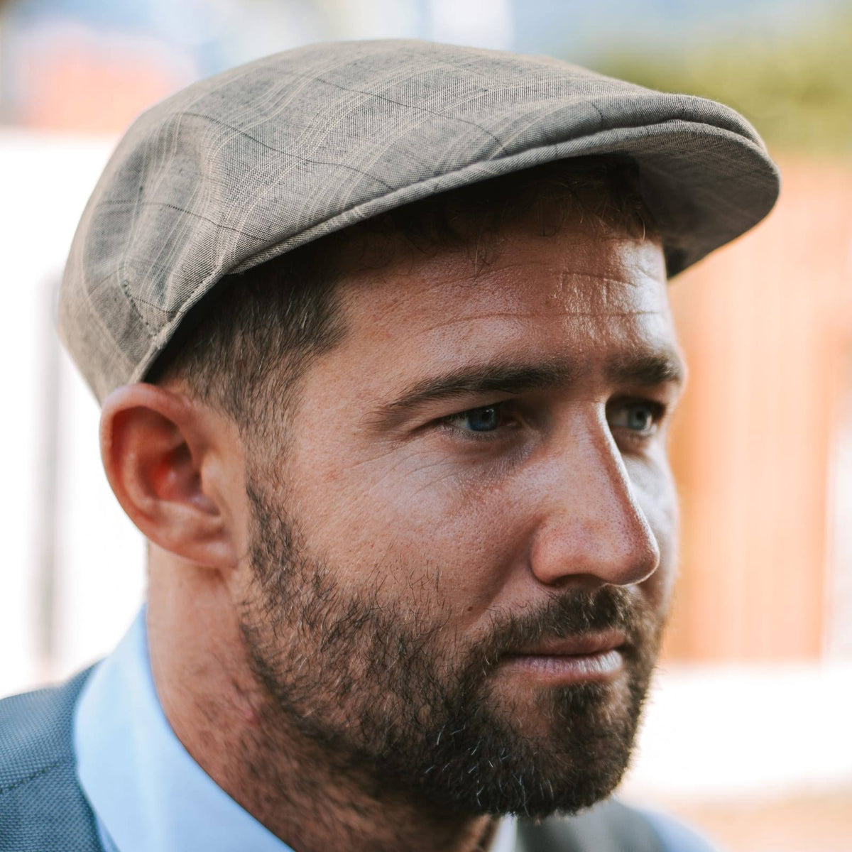 Grey Plaid Flat Cap J247