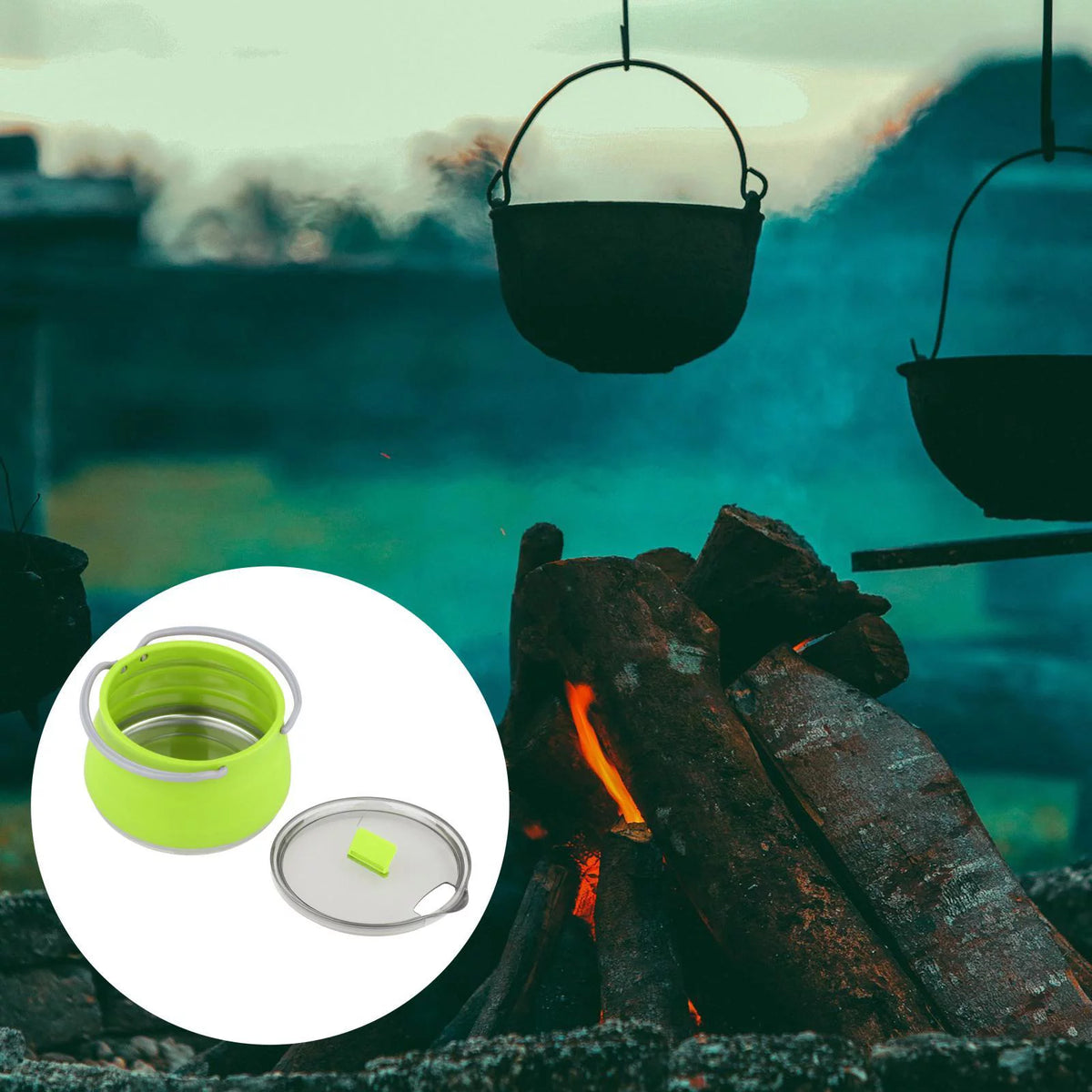 Foldable Collapsible Cooking Pot Camping Kettle A1738