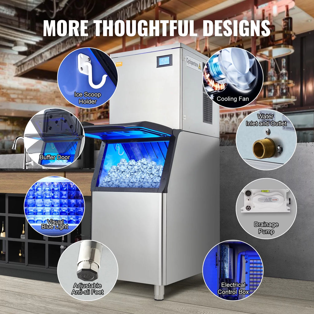 Commercial Ice Maker with 400LBS/24H and Storage Bin B986