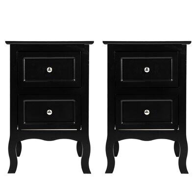 Black 2 Drawer Nightstand L767