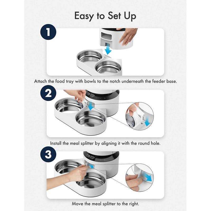 Automatic Pet Food Splitter with Stainless Steel Bowls F9289