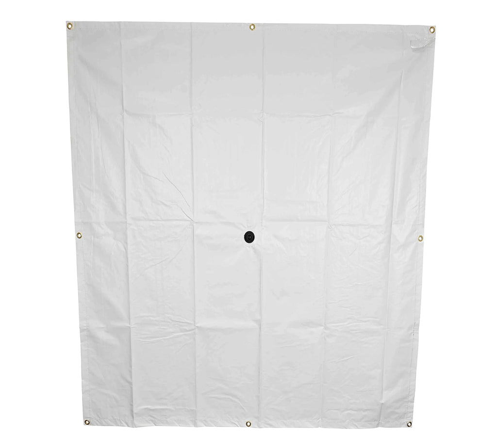 5' x 5' White Vinyl Coated Waterproof Drain Tarp with Heavy Duty Grommets H92046