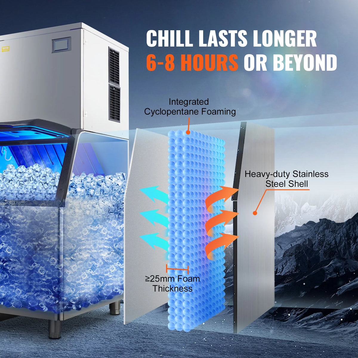 Commercial Ice Maker with 400LBS/24H and Storage Bin B986