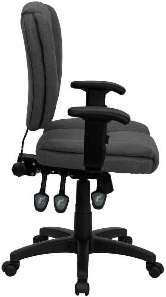 Gray Fabric Ergonomic Swivel Office Chair with Arms J65782